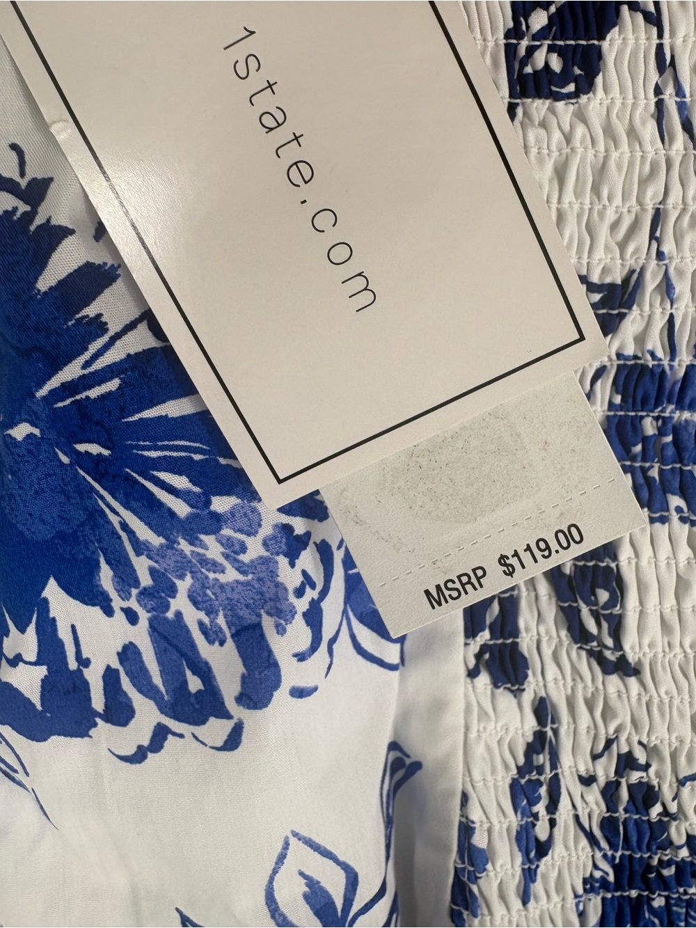 New 1. State Blue & White Floral Tie-Shoulder Midi Dress size Medium - Picture 5 of 5